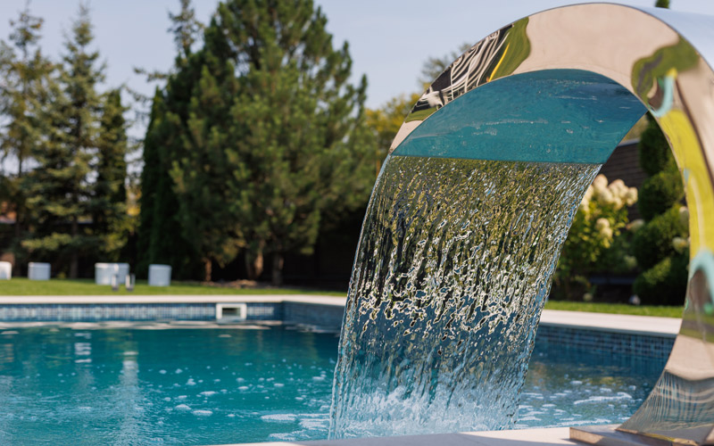 elegant backyard pool water features near Gastonia NC